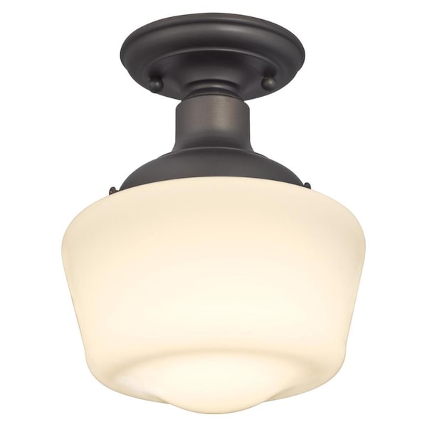 Westinghouse One-Light Indoor Semi-Flush Ceiling Fixture Scholar ORB Wht Opal Gls 6342200 - main